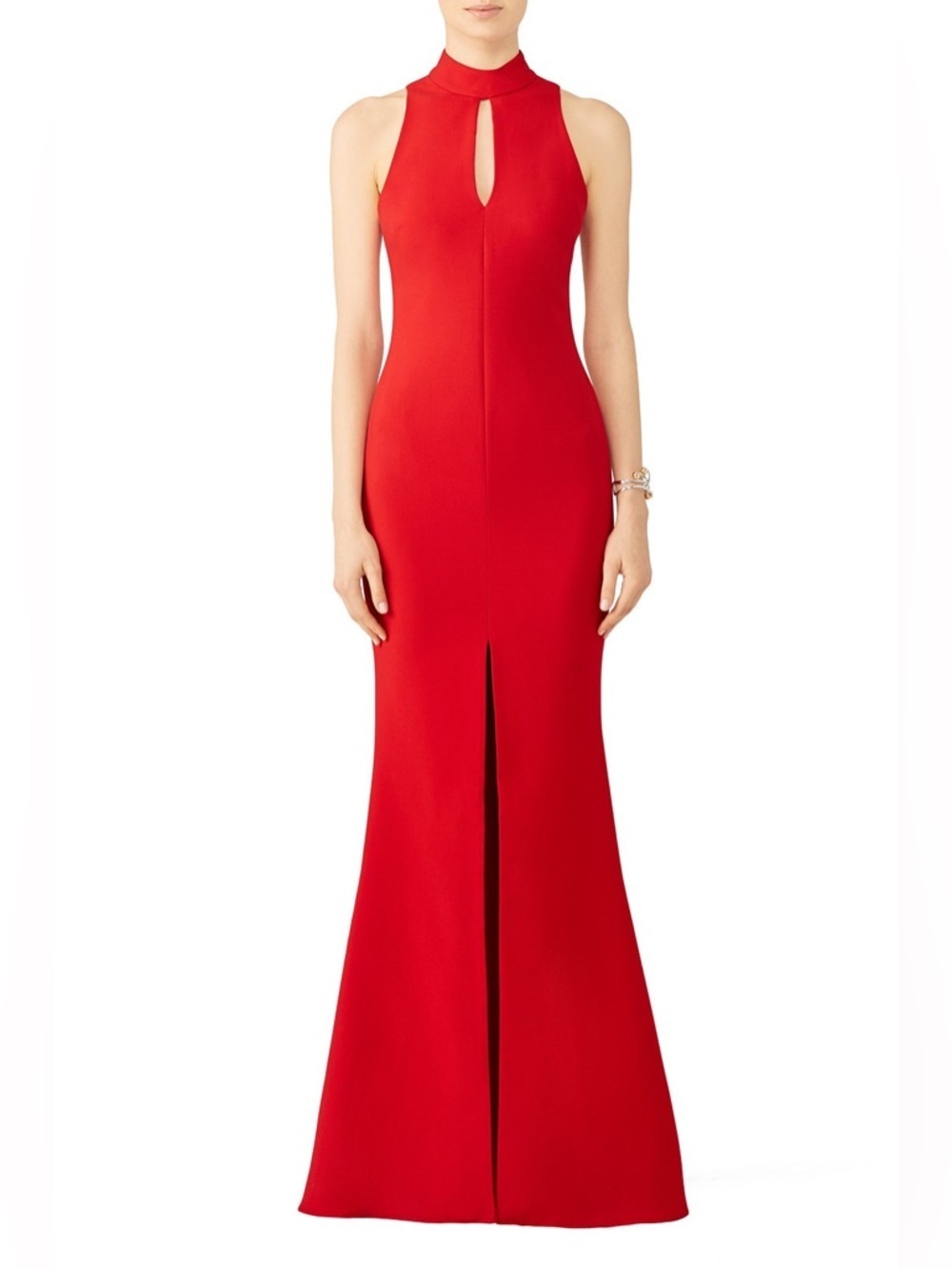 Likely Red Harbor Gown Halter Maxi Dress Front Slit Size 2